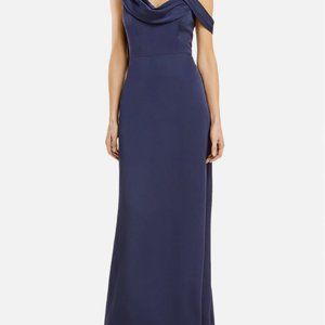 Aqua one shoulder maxi evening dress